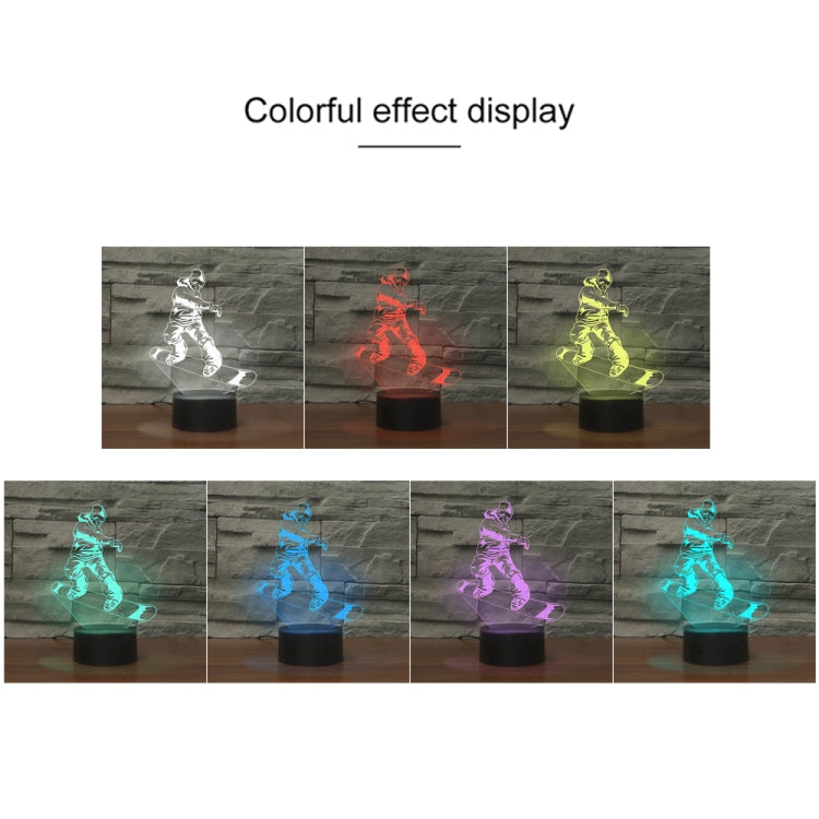 Skate Boy Shape 3D Colorful LED Vision Light Table Lamp, USB & Battery Version