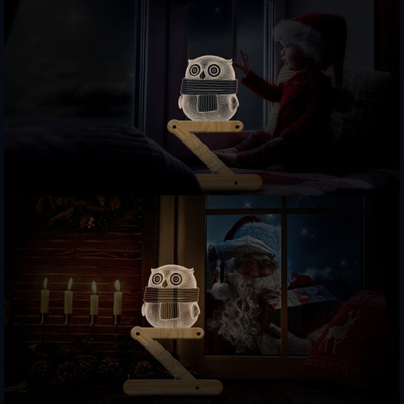 0.5W Children Bedroom Owl Folding Wood Lamp 3D Night Light (Warm Light)