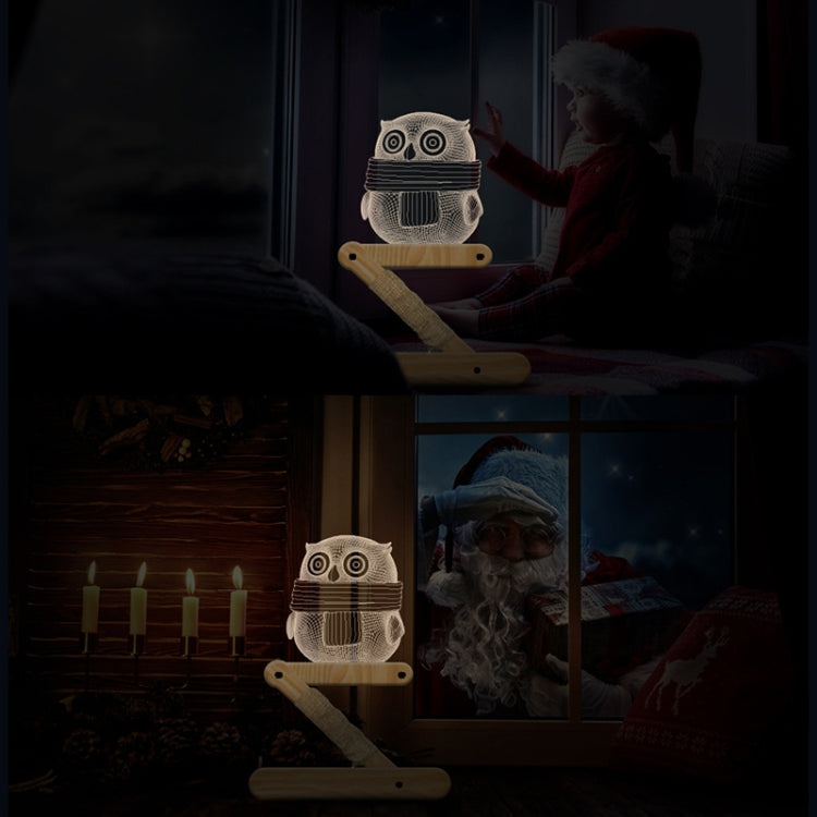 0.5W Children Bedroom Owl Folding Wood Lamp 3D Night Light (Warm Light)