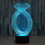 Diamond Ring Style 3D Touch Switch Control LED Light , 7 Color Discoloration Creative Visual Stereo Lamp Desk Lamp Night Light