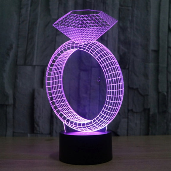 Diamond Ring Style 3D Touch Switch Control LED Light , 7 Color Discoloration Creative Visual Stereo Lamp Desk Lamp Night Light