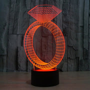 Diamond Ring Style 3D Touch Switch Control LED Light , 7 Color Discoloration Creative Visual Stereo Lamp Desk Lamp Night Light