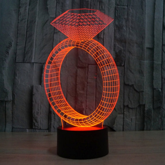 Diamond Ring Style 3D Touch Switch Control LED Light , 7 Color Discoloration Creative Visual Stereo Lamp Desk Lamp Night Light