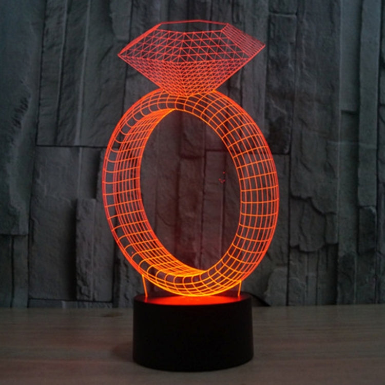 Diamond Ring Style 3D Touch Switch Control LED Light , 7 Color Discoloration Creative Visual Stereo Lamp Desk Lamp Night Light