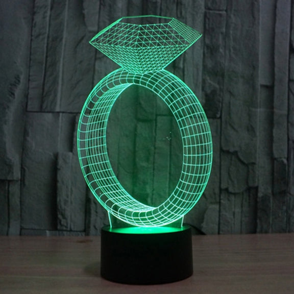 Diamond Ring Style 3D Touch Switch Control LED Light , 7 Color Discoloration Creative Visual Stereo Lamp Desk Lamp Night Light