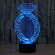 Diamond Ring Style 3D Touch Switch Control LED Light , 7 Color Discoloration Creative Visual Stereo Lamp Desk Lamp Night Light