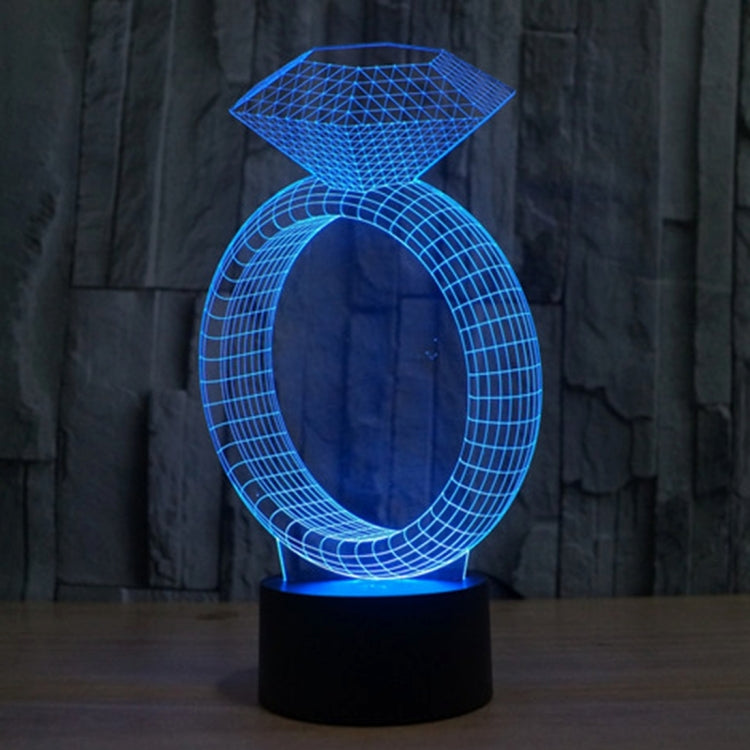 Diamond Ring Style 3D Touch Switch Control LED Light , 7 Color Discoloration Creative Visual Stereo Lamp Desk Lamp Night Light
