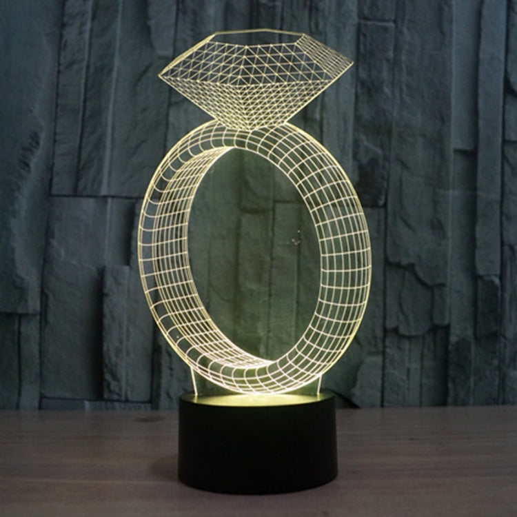 Diamond Ring Style 3D Touch Switch Control LED Light , 7 Color Discoloration Creative Visual Stereo Lamp Desk Lamp Night Light