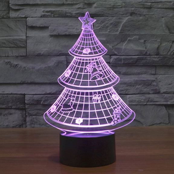 Christmas Tree Style 3D Touch Switch Control LED Light , 7 Color Discoloration Creative Visual Stereo Lamp Desk Lamp Night Light