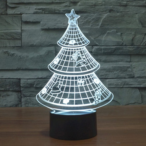 Christmas Tree Style 3D Touch Switch Control LED Light , 7 Color Discoloration Creative Visual Stereo Lamp Desk Lamp Night Light