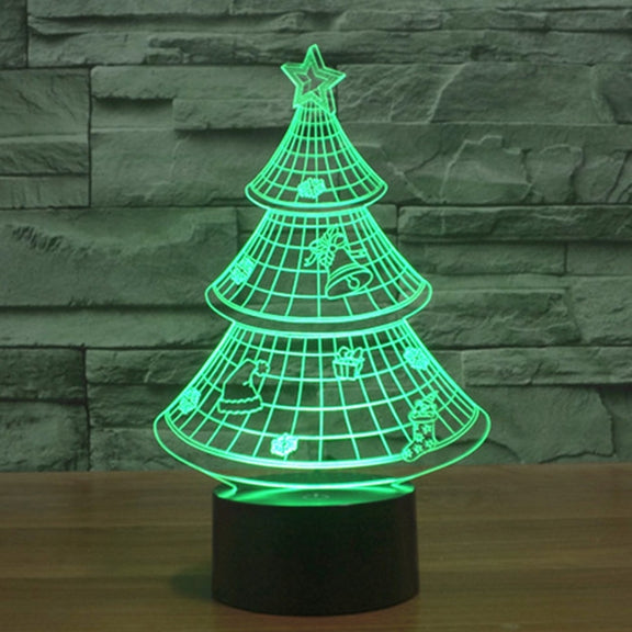 Christmas Tree Style 3D Touch Switch Control LED Light , 7 Color Discoloration Creative Visual Stereo Lamp Desk Lamp Night Light
