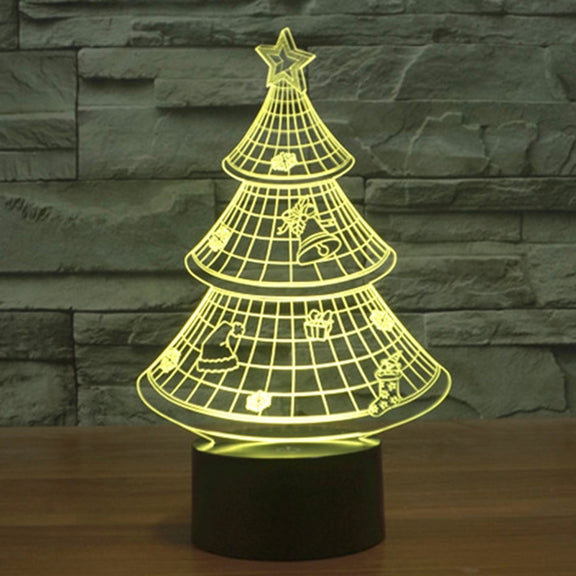 Christmas Tree Style 3D Touch Switch Control LED Light , 7 Color Discoloration Creative Visual Stereo Lamp Desk Lamp Night Light