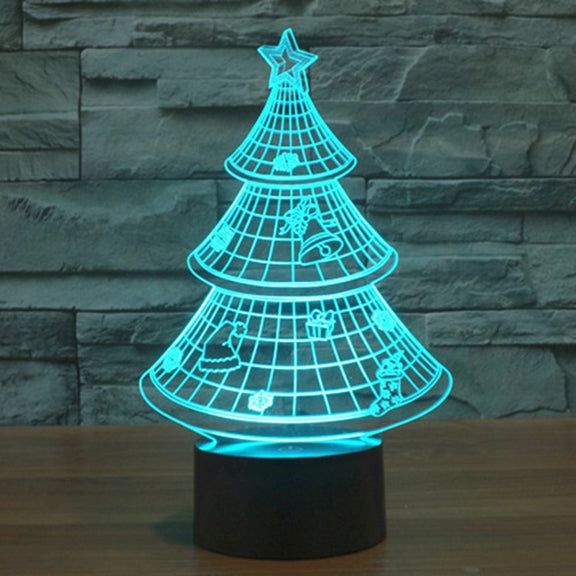 Christmas Tree Style 3D Touch Switch Control LED Light , 7 Color Discoloration Creative Visual Stereo Lamp Desk Lamp Night Light