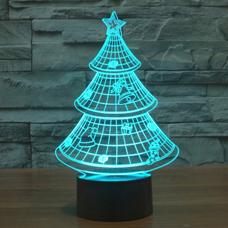 Christmas Tree Style 3D Touch Switch Control LED Light , 7 Color Discoloration Creative Visual Stereo Lamp Desk Lamp Night Light