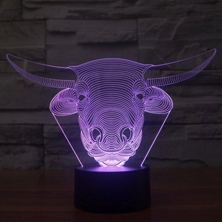 Cow Style 3D Touch Switch Control LED Light , 7 Colour Discoloration Creative Visual Stereo Lamp Desk Lamp Night Light