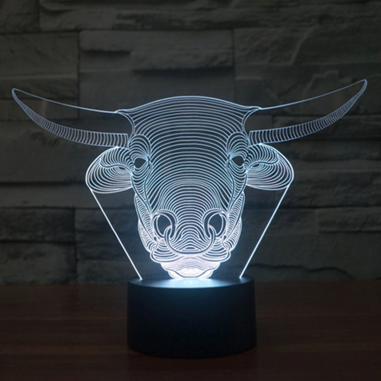 Cow Style 3D Touch Switch Control LED Light , 7 Colour Discoloration Creative Visual Stereo Lamp Desk Lamp Night Light