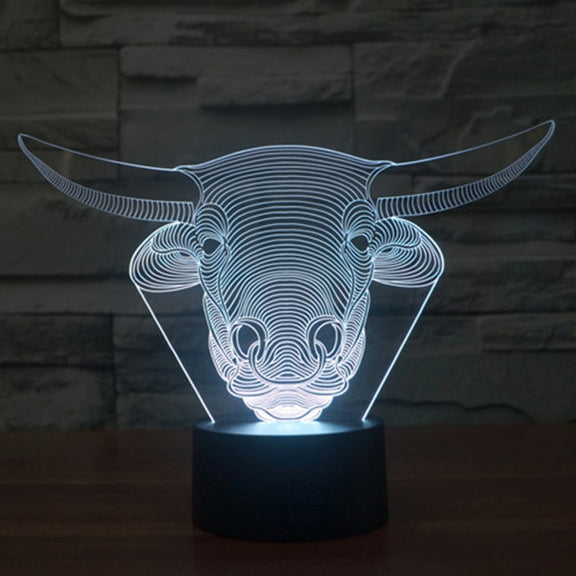 Cow Style 3D Touch Switch Control LED Light , 7 Colour Discoloration Creative Visual Stereo Lamp Desk Lamp Night Light