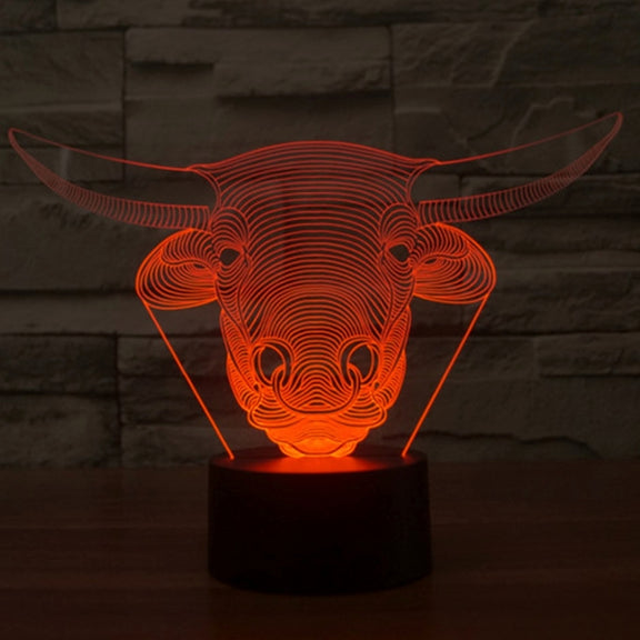 Cow Style 3D Touch Switch Control LED Light , 7 Colour Discoloration Creative Visual Stereo Lamp Desk Lamp Night Light