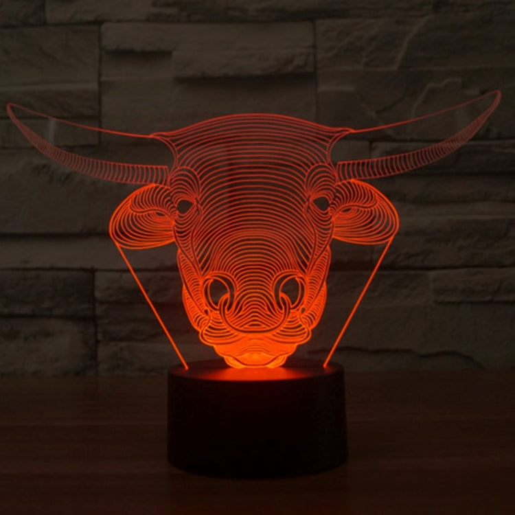 Cow Style 3D Touch Switch Control LED Light , 7 Colour Discoloration Creative Visual Stereo Lamp Desk Lamp Night Light
