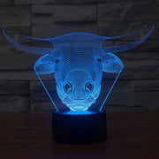 Cow Style 3D Touch Switch Control LED Light , 7 Colour Discoloration Creative Visual Stereo Lamp Desk Lamp Night Light