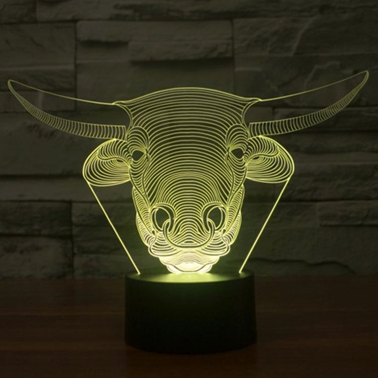 Cow Style 3D Touch Switch Control LED Light , 7 Colour Discoloration Creative Visual Stereo Lamp Desk Lamp Night Light