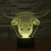 Cow Style 3D Touch Switch Control LED Light , 7 Colour Discoloration Creative Visual Stereo Lamp Desk Lamp Night Light