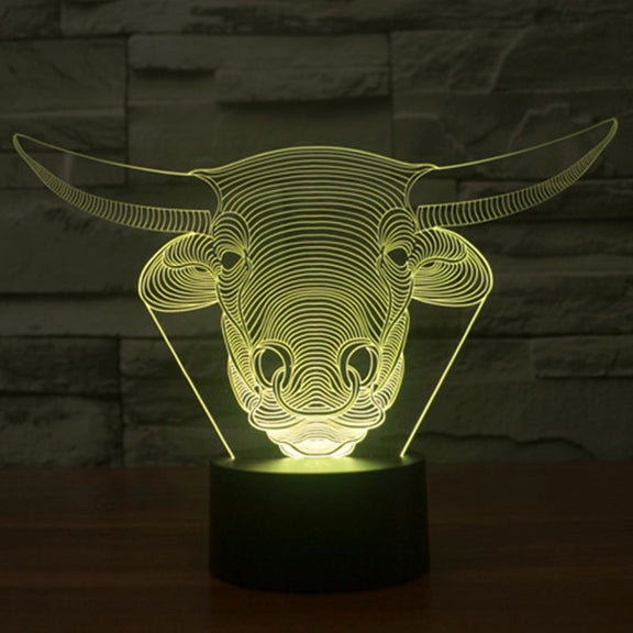 Cow Style 3D Touch Switch Control LED Light , 7 Colour Discoloration Creative Visual Stereo Lamp Desk Lamp Night Light