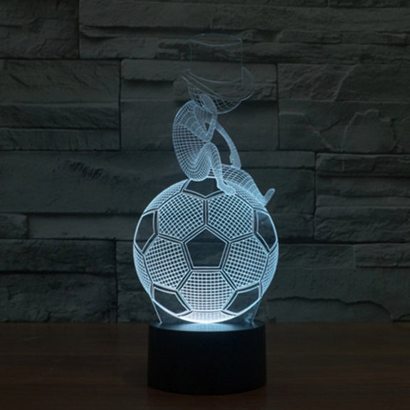 Thinking Football Style 3D Touch Switch Control LED Light Desk Lamp , 7 Colour Discoloration Creative Visual Stereo Lamp Night Light