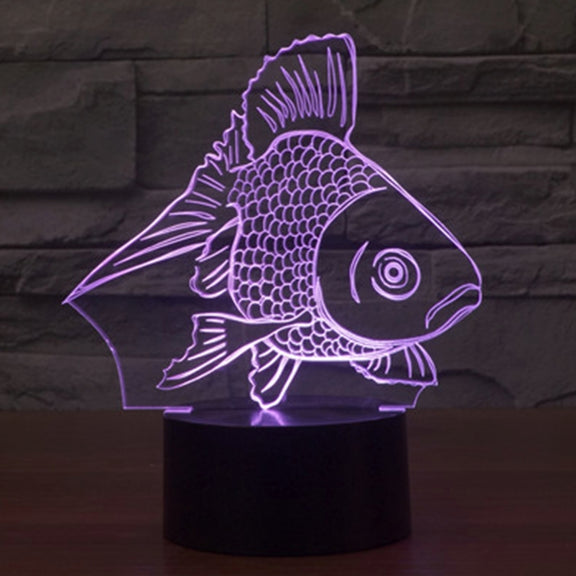 Goldfish Style 3D Touch Switch Control LED Light , 7 Color Discoloration Creative Visual Stereo Lamp Desk Lamp Night Light