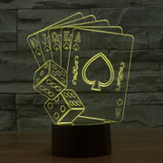 Poker Style 3D Touch Switch Control LED Light , 7 Color Discoloration Creative Visual Stereo Lamp Desk Lamp Night Light