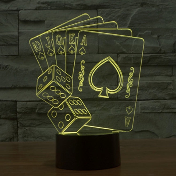 Poker Style 3D Touch Switch Control LED Light , 7 Color Discoloration Creative Visual Stereo Lamp Desk Lamp Night Light