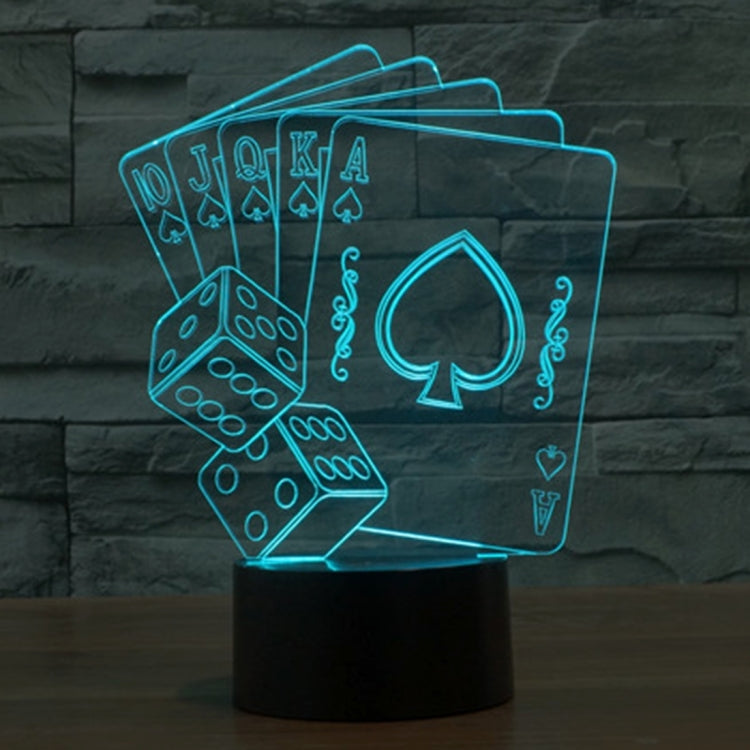 Poker Style 3D Touch Switch Control LED Light , 7 Color Discoloration Creative Visual Stereo Lamp Desk Lamp Night Light