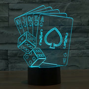 Poker Style 3D Touch Switch Control LED Light , 7 Color Discoloration Creative Visual Stereo Lamp Desk Lamp Night Light
