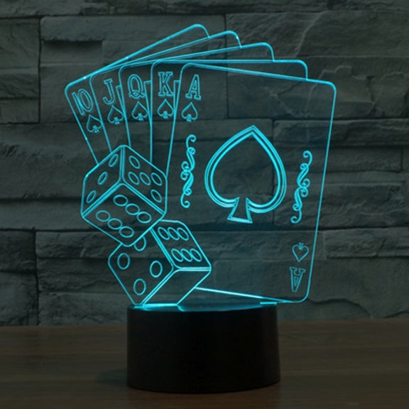 Poker Style 3D Touch Switch Control LED Light , 7 Color Discoloration Creative Visual Stereo Lamp Desk Lamp Night Light