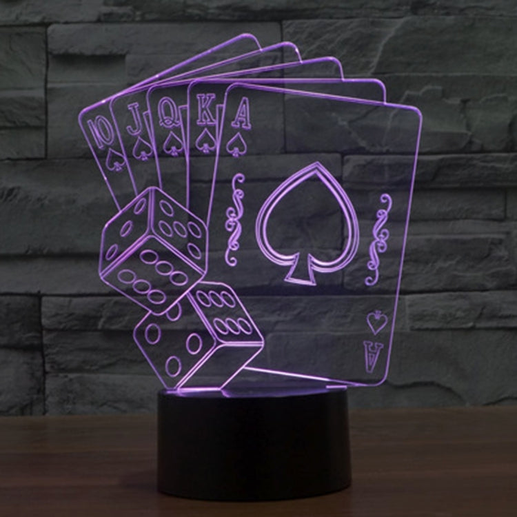 Poker Style 3D Touch Switch Control LED Light , 7 Color Discoloration Creative Visual Stereo Lamp Desk Lamp Night Light