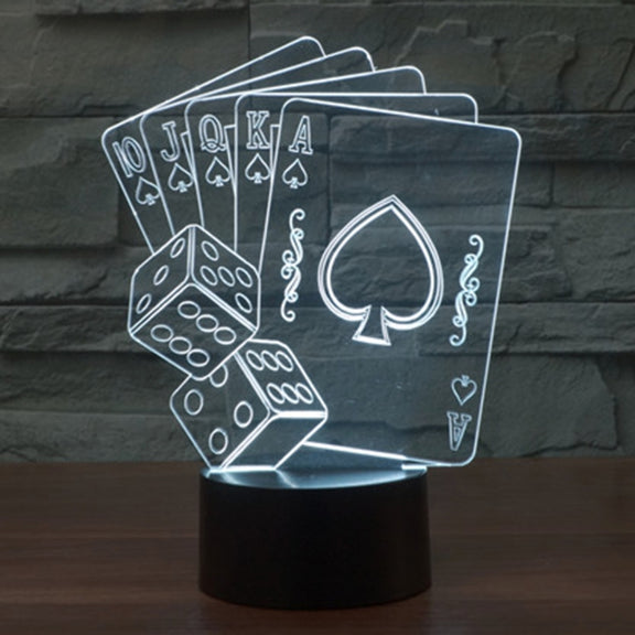 Poker Style 3D Touch Switch Control LED Light , 7 Color Discoloration Creative Visual Stereo Lamp Desk Lamp Night Light