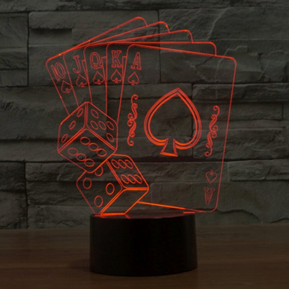 Poker Style 3D Touch Switch Control LED Light , 7 Color Discoloration Creative Visual Stereo Lamp Desk Lamp Night Light