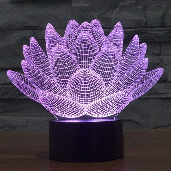 Lotus Style 3D Touch Switch Control LED Light , 7 Color Discoloration Creative Visual Stereo Lamp Desk Lamp Night Light