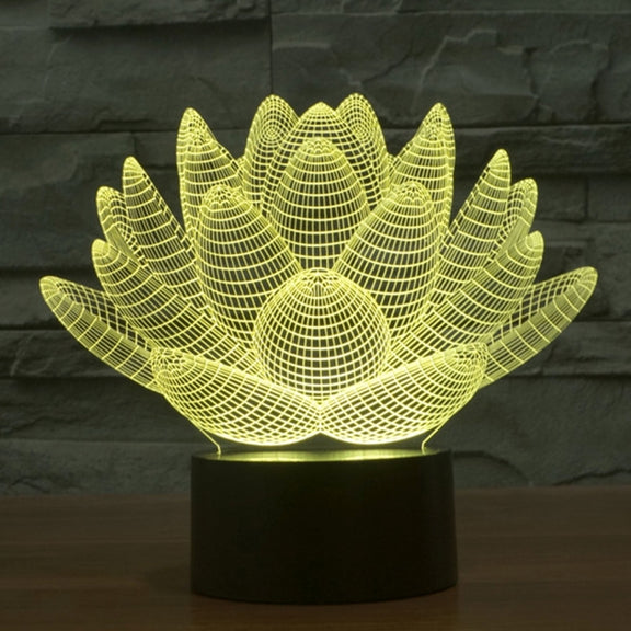 Lotus Style 3D Touch Switch Control LED Light , 7 Color Discoloration Creative Visual Stereo Lamp Desk Lamp Night Light