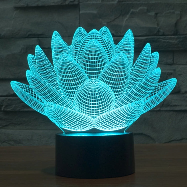 Lotus Style 3D Touch Switch Control LED Light , 7 Color Discoloration Creative Visual Stereo Lamp Desk Lamp Night Light