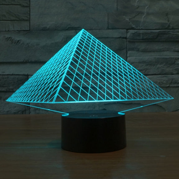 Pyramid Style 3D Touch Switch Control LED Light , 7 Colour Discoloration Creative Visual Stereo Lamp Desk Lamp Night Light