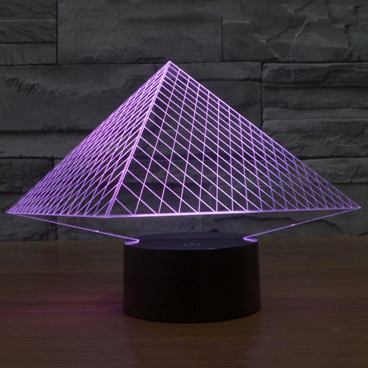 Pyramid Style 3D Touch Switch Control LED Light , 7 Colour Discoloration Creative Visual Stereo Lamp Desk Lamp Night Light