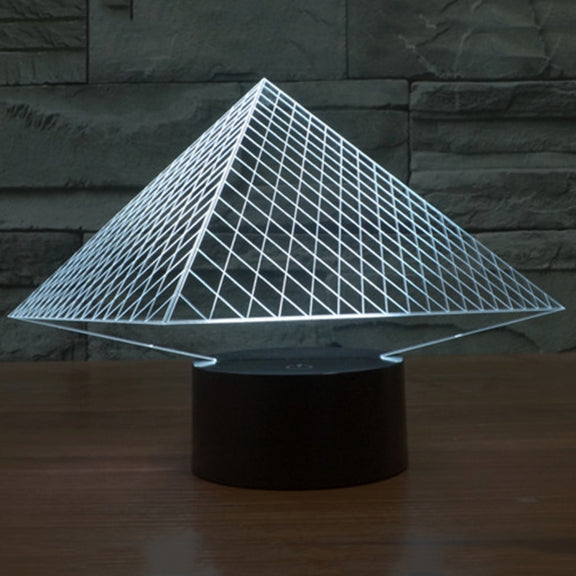 Pyramid Style 3D Touch Switch Control LED Light , 7 Colour Discoloration Creative Visual Stereo Lamp Desk Lamp Night Light