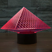 Pyramid Style 3D Touch Switch Control LED Light , 7 Colour Discoloration Creative Visual Stereo Lamp Desk Lamp Night Light