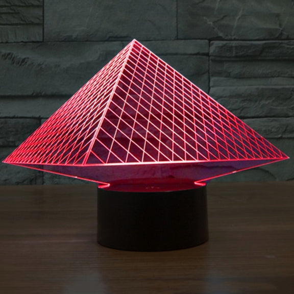 Pyramid Style 3D Touch Switch Control LED Light , 7 Colour Discoloration Creative Visual Stereo Lamp Desk Lamp Night Light