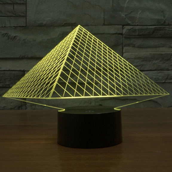 Pyramid Style 3D Touch Switch Control LED Light , 7 Colour Discoloration Creative Visual Stereo Lamp Desk Lamp Night Light