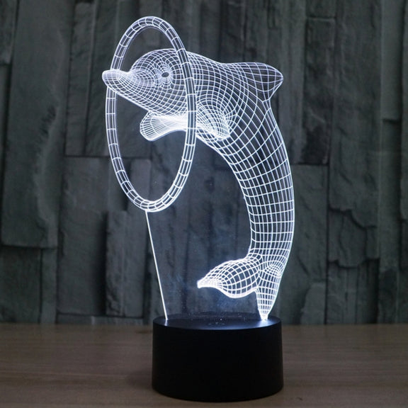 Dolphin Style 3D Touch Switch Control LED Light , 7 Colour Discoloration Creative Visual Stereo Lamp Desk Lamp Night Light