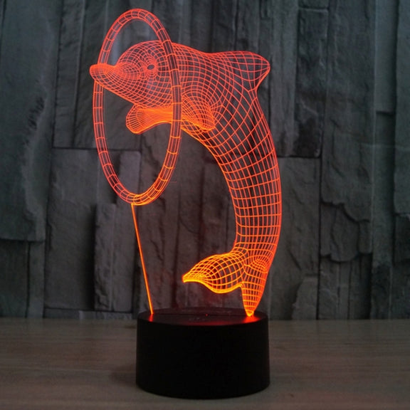 Dolphin Style 3D Touch Switch Control LED Light , 7 Colour Discoloration Creative Visual Stereo Lamp Desk Lamp Night Light