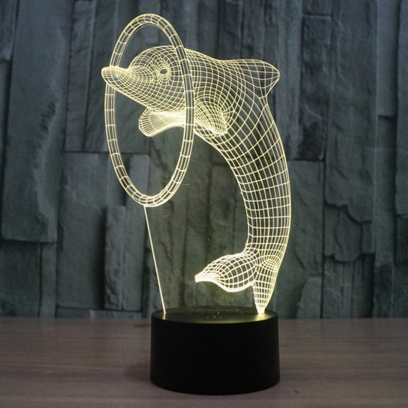 Dolphin Style 3D Touch Switch Control LED Light , 7 Colour Discoloration Creative Visual Stereo Lamp Desk Lamp Night Light