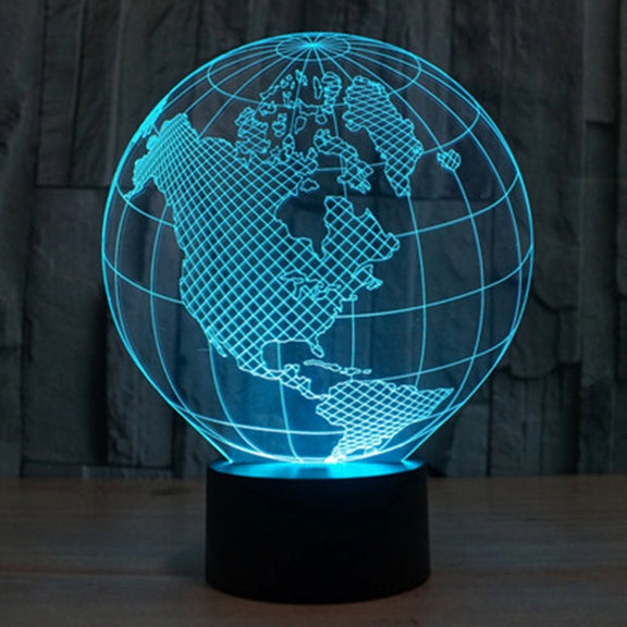 America Globe Style 3D Touch Switch Control LED Light , 7 Colour Discoloration Creative Visual Stereo Lamp Desk Lamp Night Light